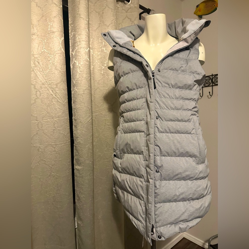 Prana Shiroms Long Puffer Down Vest with Removable Faux Fur Trim- Small